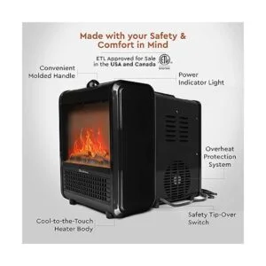 Comfort Zone CZFP1BK Mini calentador de chimenea de_5