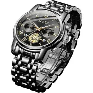 OLEVS Reloj de pulsera para hombre de acero inoxidable con_1