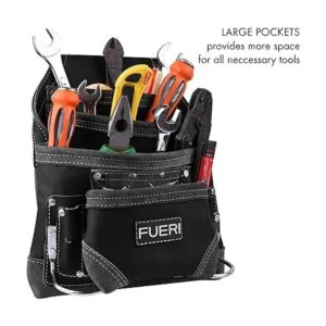 FUERI Bolsa de herramientas de cuero negro para_5