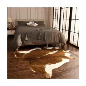 BENRON Alfombra de piel de vaca marrón de alta calidad 55_2