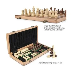 AMEROUS Juego de ajedrez y damas de madera de 15 pulgadas_5