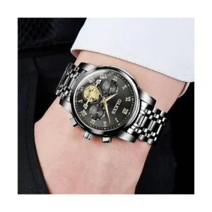 OLEVS Reloj de pulsera para hombre de acero inoxidable con_5