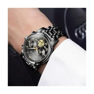 OLEVS Reloj de pulsera para hombre de acero inoxidable con_4
