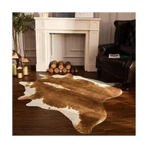 BENRON Alfombra de piel de vaca marrón de alta calidad 55_1