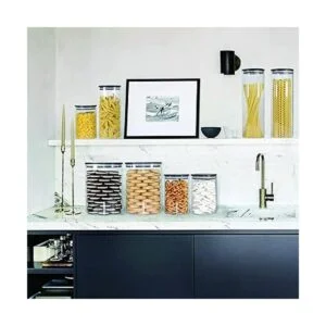 Urban Green Tarros de vidrio con tapas negras juegos de_4