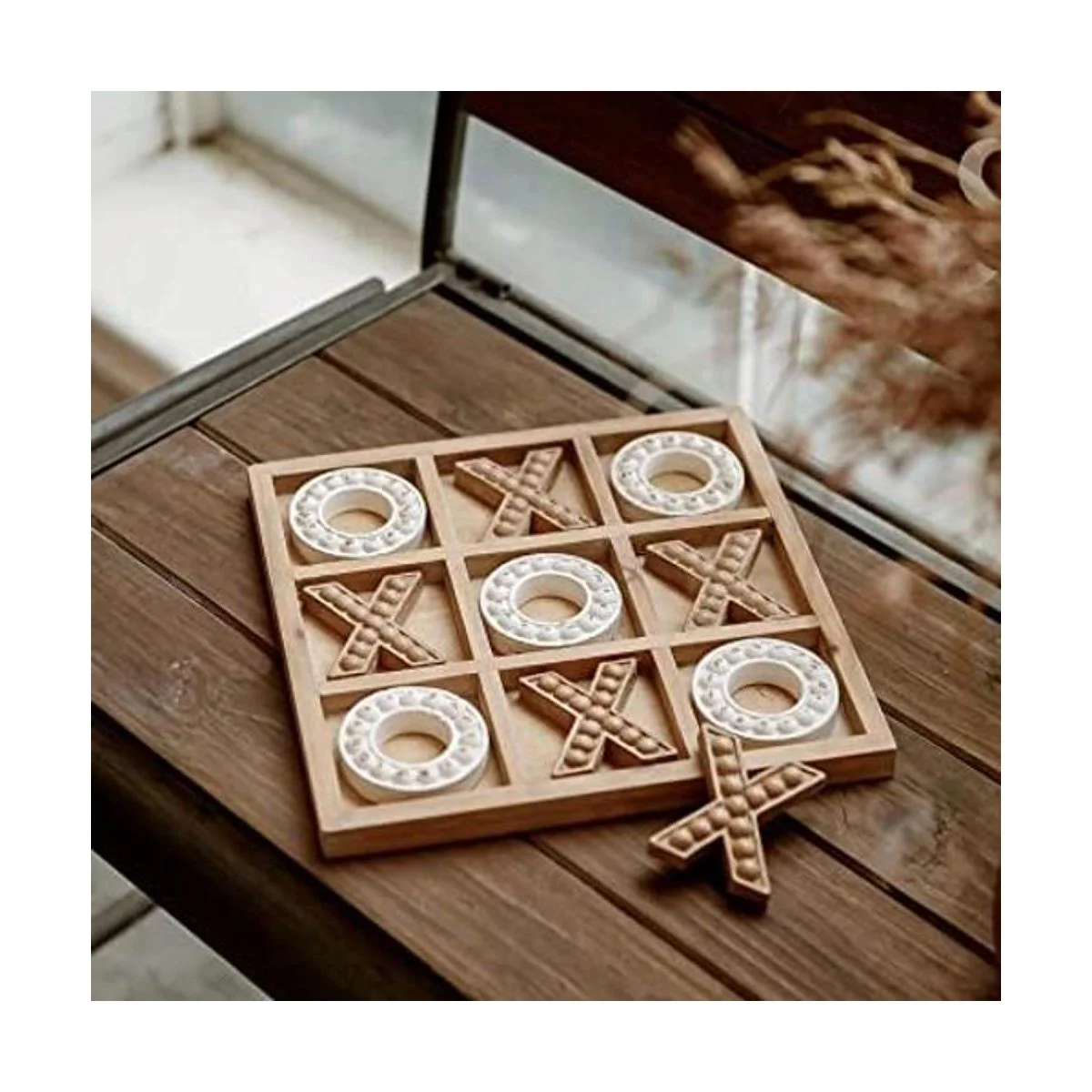 NIKKY HOME Tic Tac Toe Juego de mesa de madera para la_1