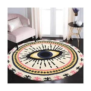 HAOCOO Tapete redondo de 4 pies con diseño contra el mal_1