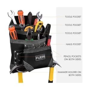 FUERI Bolsa de herramientas de cuero negro para_3