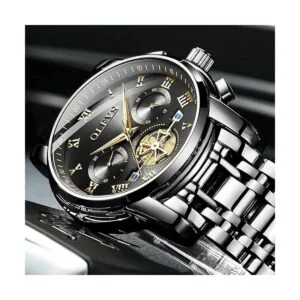 OLEVS Reloj de pulsera para hombre de acero inoxidable con_2