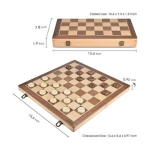AMEROUS Juego de ajedrez y damas de madera de 15 pulgadas_6