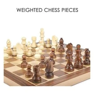 AMEROUS Juego de ajedrez y damas de madera de 15 pulgadas_3