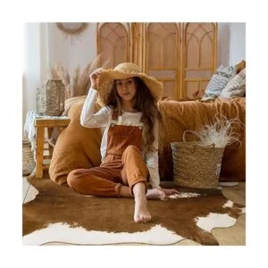 BENRON Alfombra de piel de vaca marrón de alta calidad 55_3