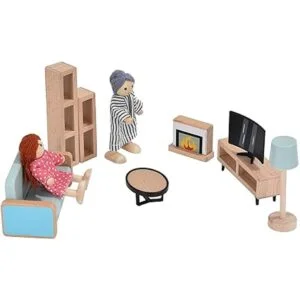 Juego de muebles de madera para casa de muñecas 37 piezas_6