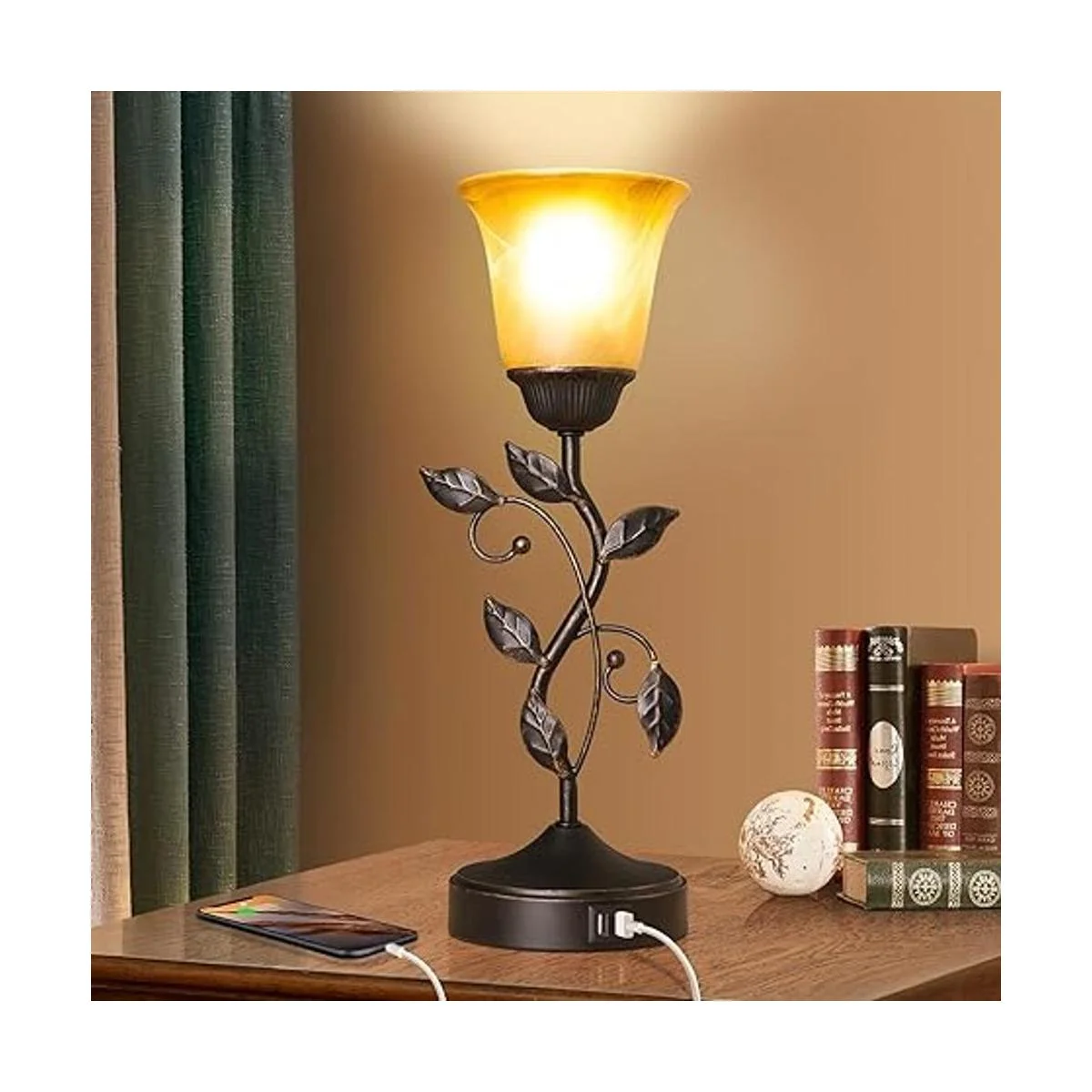 Lámpara de mesa con control táctil con 2 puertos de carga_2