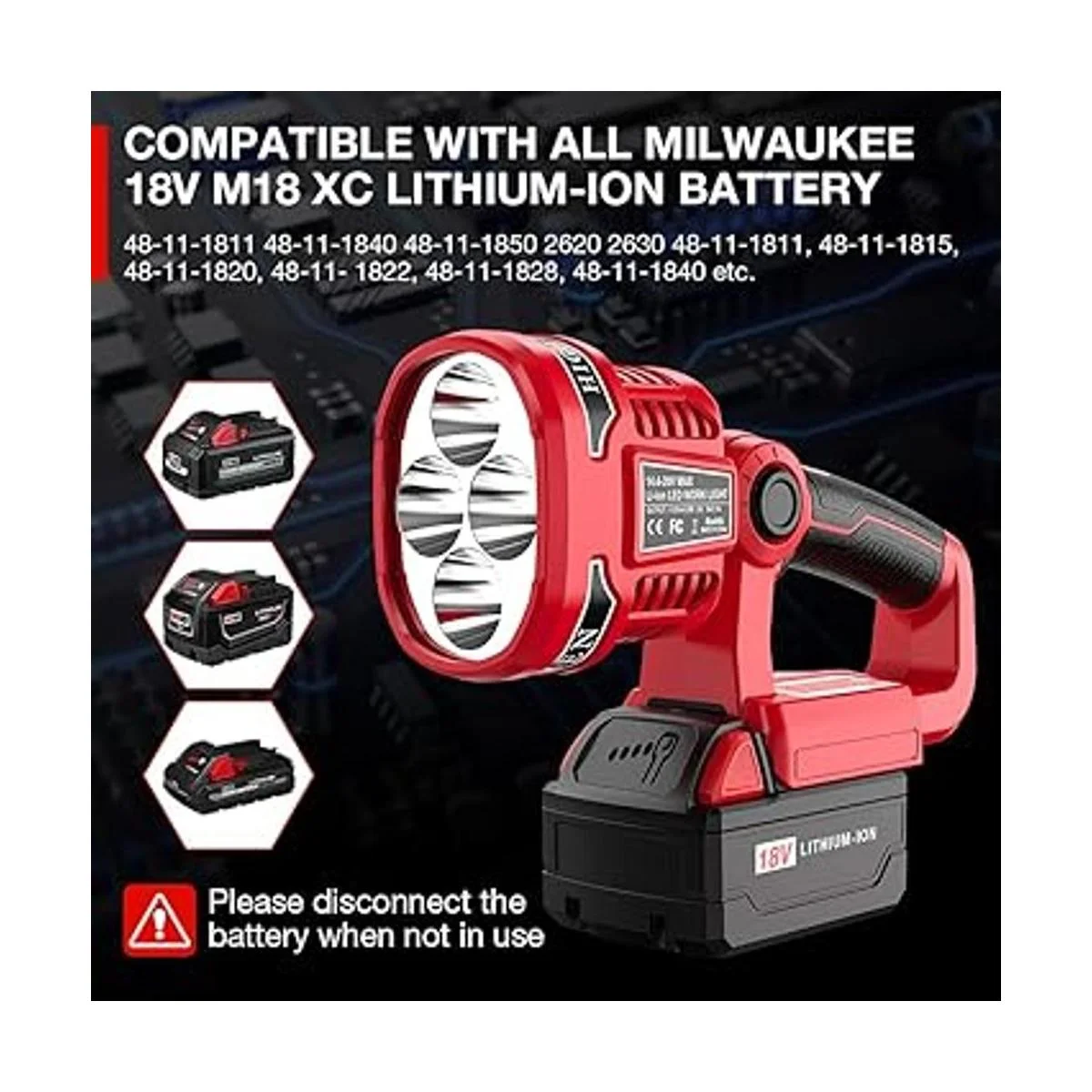 DTEZTECH Luz de trabajo LED de 12 W 1120 lm alimentada por_6