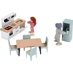 Juego de muebles de madera para casa de muñecas 37 piezas_4