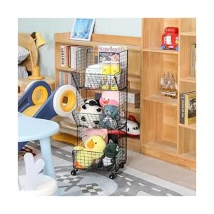 Cesta organizadora de juguetes con ruedas de 3 niveles_3