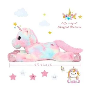 Muiteiur Almohada de peluche grande de unicornio suave con_3