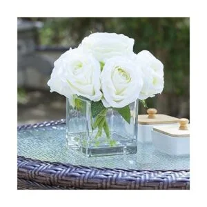 Enova Floral 7 tallos grandes rosas de seda artificial_2