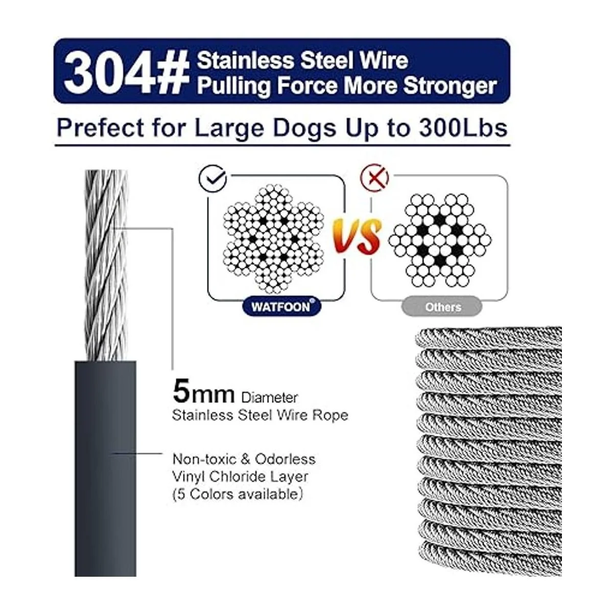 Cable de amarre para perros de hasta 300 libras 15 pies_2