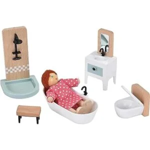 Juego de muebles de madera para casa de muñecas 37 piezas_2