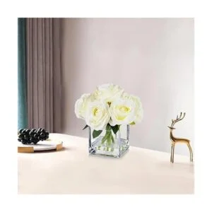 Enova Floral 7 tallos grandes rosas de seda artificial_5