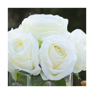 Enova Floral 7 tallos grandes rosas de seda artificial_3