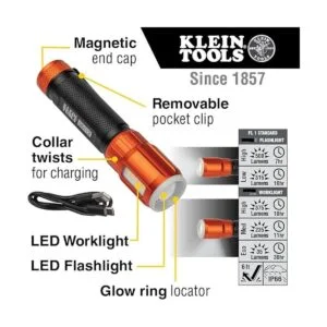 Klein Tools 56412 Linterna LED recargable con luz de_2