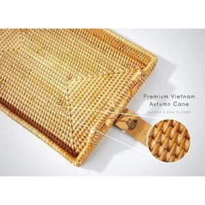Large Rattan Tray with Rattan Coasters Premium Flat_5
