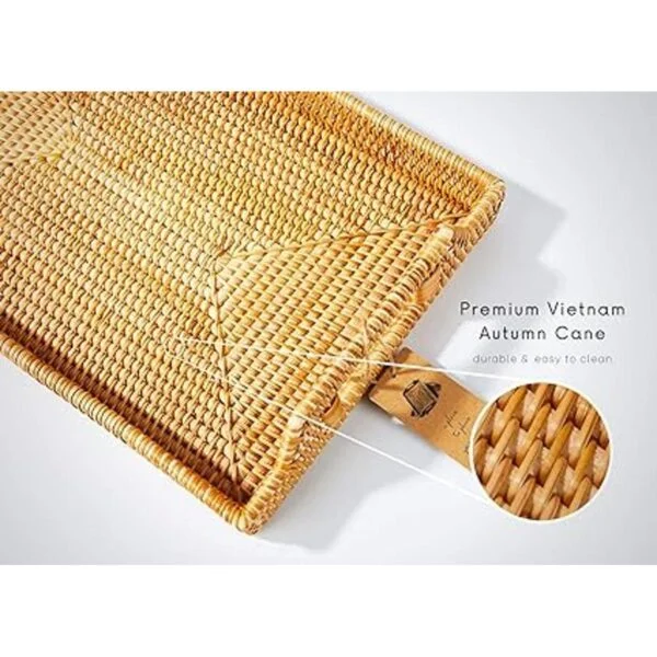 Large Rattan Tray with Rattan Coasters Premium Flat_5