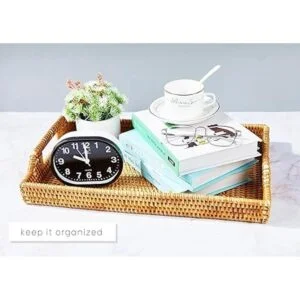 Large Rattan Tray with Rattan Coasters Premium Flat_6