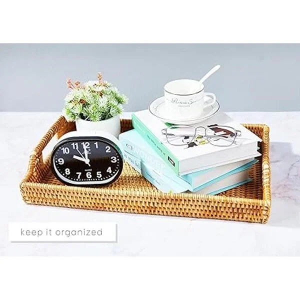 Large Rattan Tray with Rattan Coasters Premium Flat_6