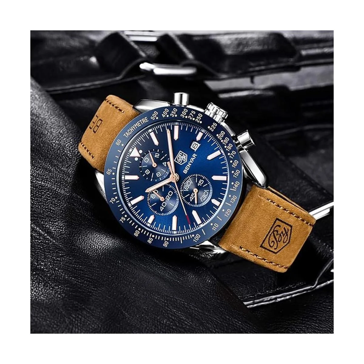 BENYAR Relojes de cuarzo para hombre movimiento_3