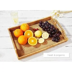 Large Rattan Tray with Rattan Coasters Premium Flat_7