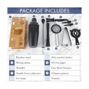 JNWINOG Juego de coctelera de 11 piezas kit de barmending_3