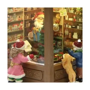 Moments In Time Christmas Village Decor Santa Toy Shop con_4
