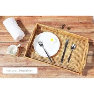 Large Rattan Tray with Rattan Coasters Premium Flat_4
