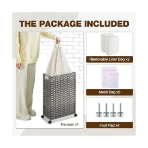 Greenstell Cesta de lavandería con ruedas cesta delgada_2