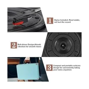 Reproductor de discos de vinilo maleta de 3 velocidades_4