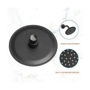 Juego de cabezal de ducha y grifo negro completo con_3