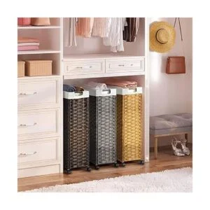 Greenstell Cesta de lavandería con ruedas cesta delgada_4