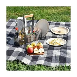 OMAIA Carrito de barbacoa y picnic con soporte para_3