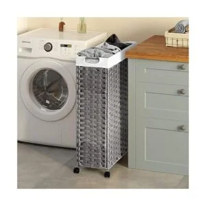 Greenstell Cesta de lavandería con ruedas cesta delgada_3