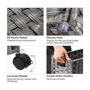 Greenstell Cesta de lavandería con ruedas cesta delgada_5