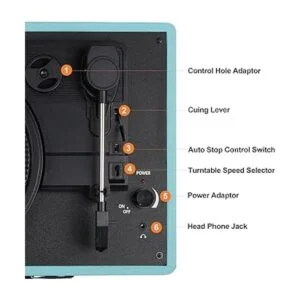 Reproductor de discos de vinilo maleta de 3 velocidades_3