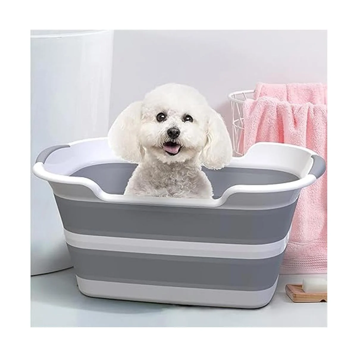 ddLUCK Bañera plegable multifuncional para mascotas con_2