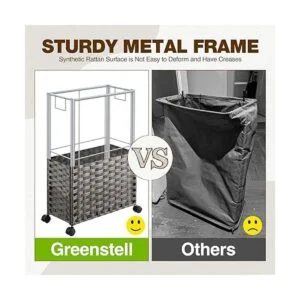 Greenstell Cesta de lavandería con ruedas cesta delgada_6