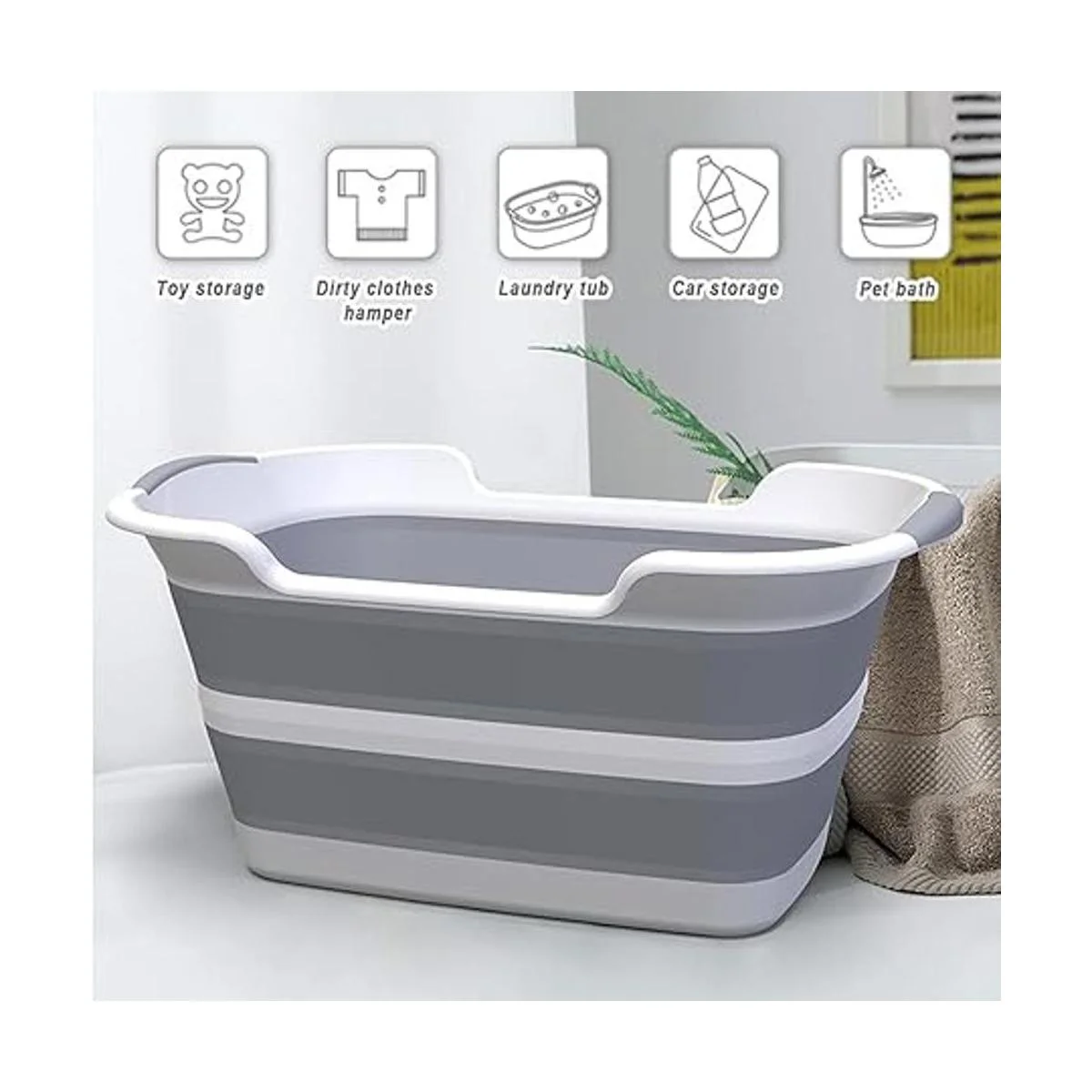 ddLUCK Bañera plegable multifuncional para mascotas con_5