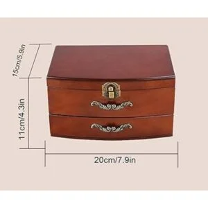 Joyero de madera maciza organizador de joyería para_3