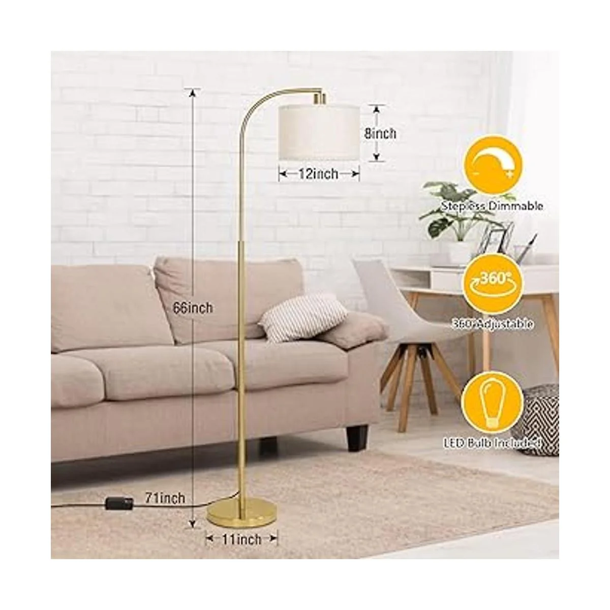 Boncoo Lámpara de pie LED totalmente regulable moderna_2